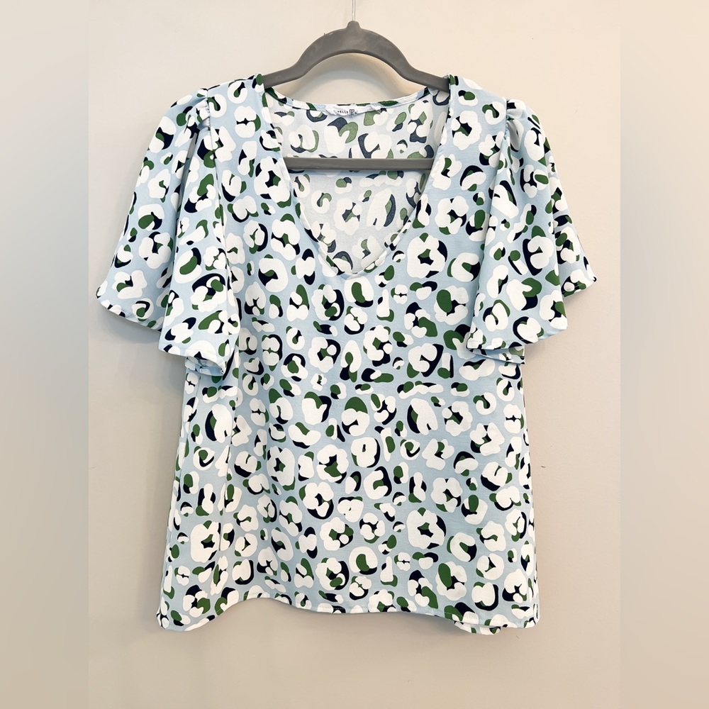 Michelle McDowell Vneck Flutter Sleeve Top, Size S